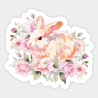 Cute  Baby Girl spring floral Bunny . Sticker